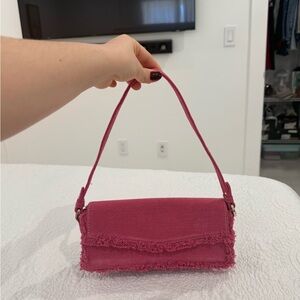 Zara Pink Frayed Shoulder Bag